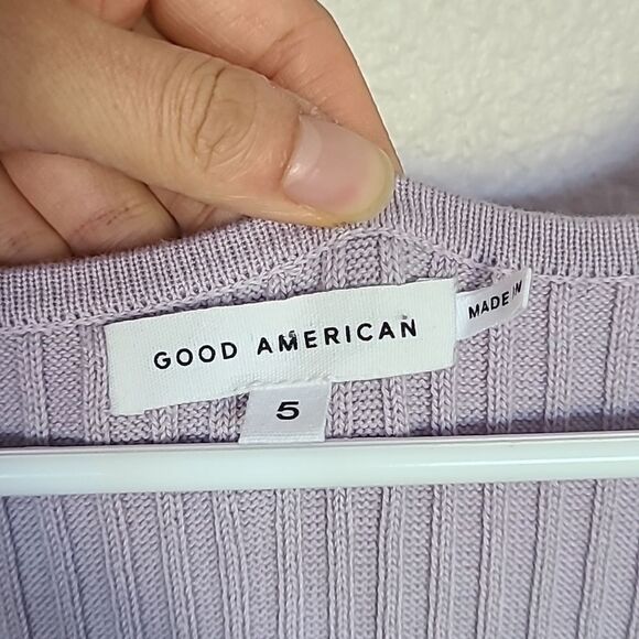 NWT Good American Belted Body Dress in Lilac Mist Size 5 Spring Summer Ribbed 2X - Picture 6 of 9